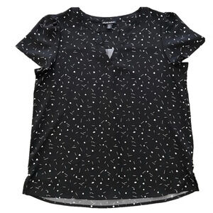 Beautiful Blouse By Hilary Radley - Black with white Hearts - Brand New -Size 2X